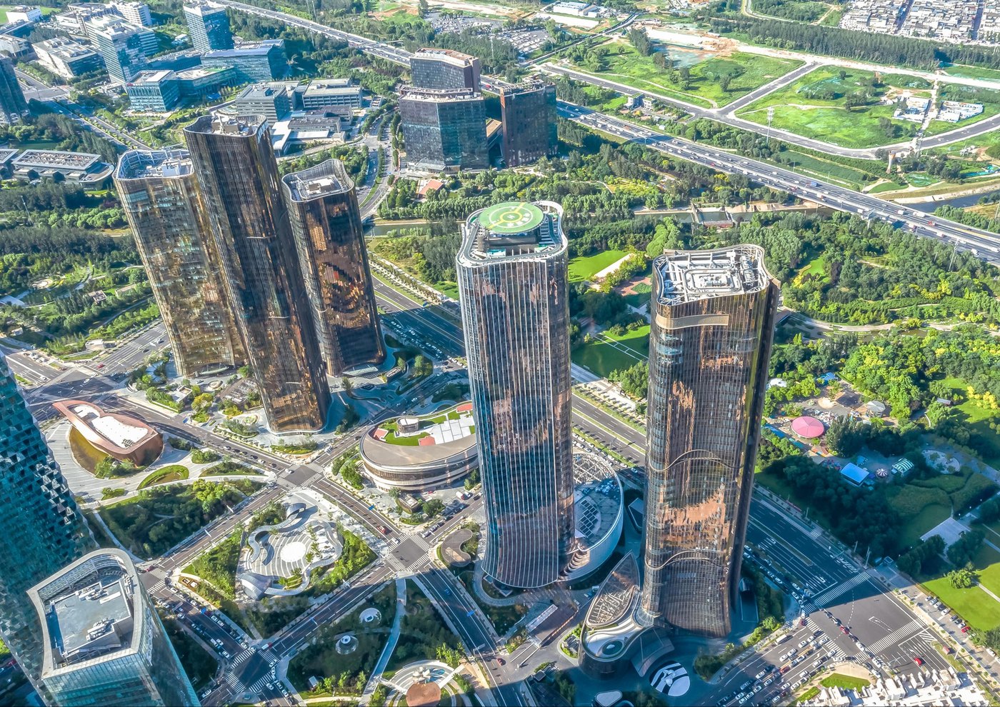 A modern high-rise urban business district